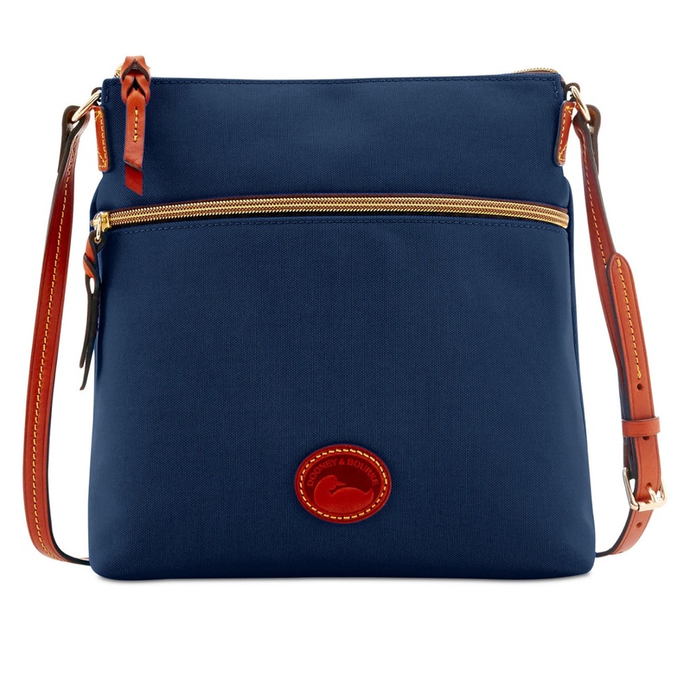 Dooney & Bourke Nylon Letter Carrier Blue and‎ Brown Crossbody Bag